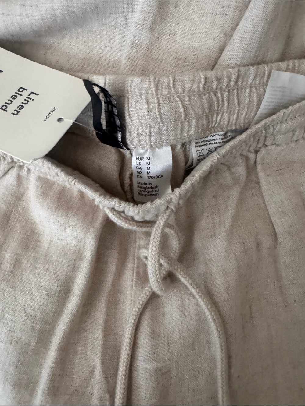 Womens Linen Blend Drawstring Pants in Natural